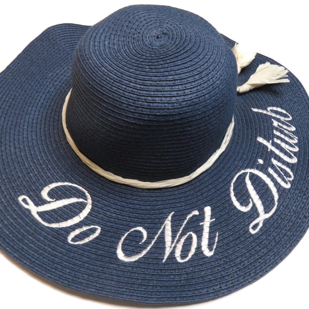 Tropical Trends DPC Dorfman Pacific Beach Floppy Sun Hat Do Not Disturb Blue‎ - Picture 2 of 5